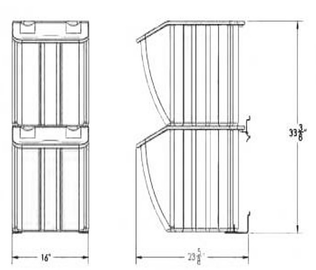 Slatwall Mount Dual Bin Recycling Center With Lids